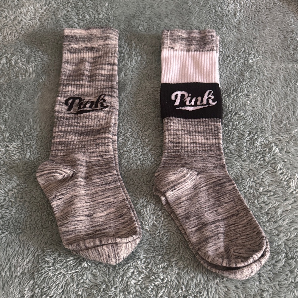 PINK Victoria's Secret Gray and Black Casual Socks